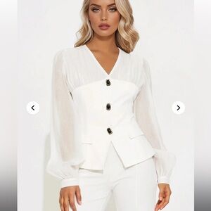 Fashion Nova White Button-Up Blouse